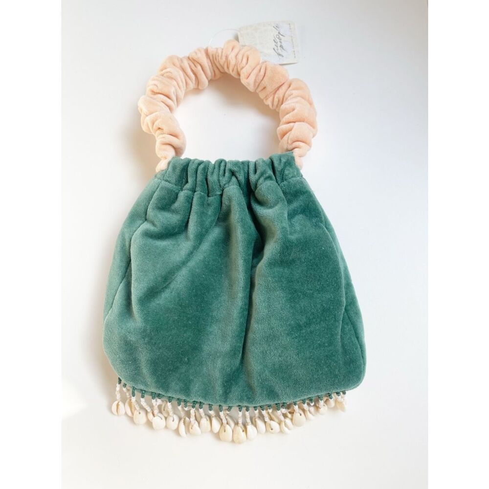 Free People Vancouver Velvet Clutch with shell-fringe. Pouch Purse - Picture 3 of 8